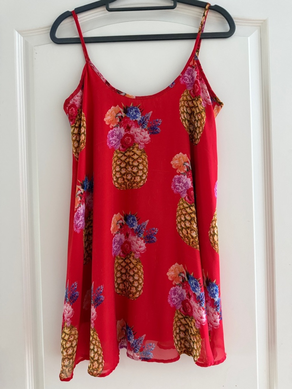Show Me Your MuMu Bright Red Dress with Pineapple print.